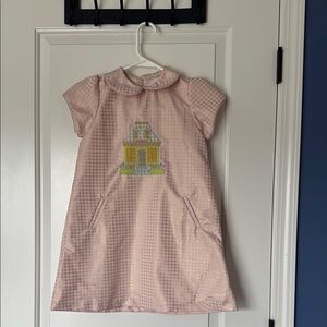 Unique Dondolo Pink Dress with House Embroidery with gold shimmer with tags